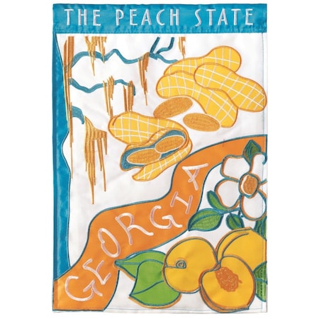 13 X 18 In Flag Double Applique Georgia Peach State Polyester Garden